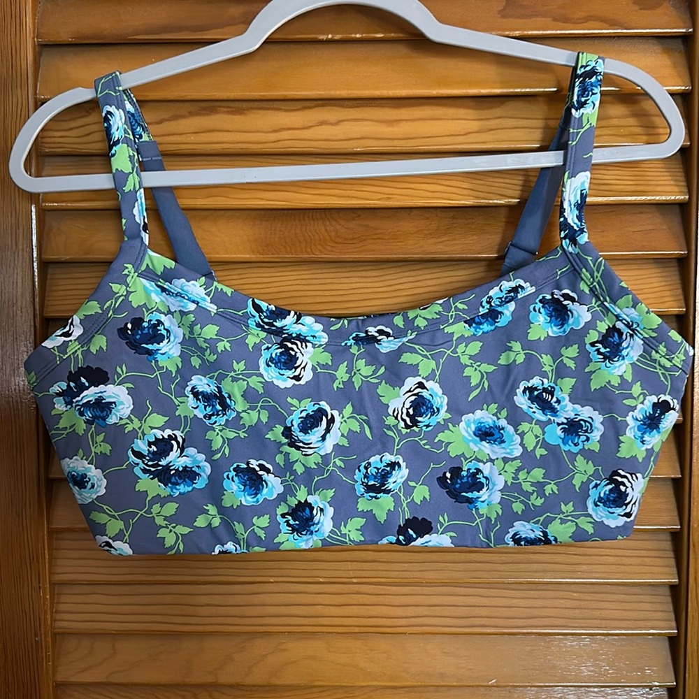 Aerie Offline Floral Blue Square Neck Sports Bra Sz XL